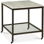 Home Square Set of 2 Marble Rectangular End Tables in Bronze