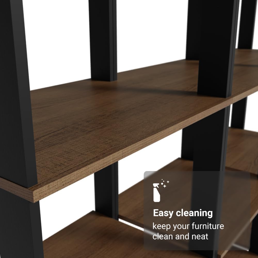 Madesa Kitchen Pantry Storage Rack with 15 Open Shelves 70" L Multiuse Modular Cabinet for Kitchen Organization (Black/Brown)