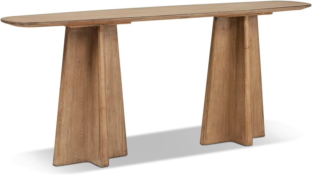 Jennifer Taylor Home Clarence 72" Reclaimed Wood Sculptural Console Table, Antique Natural Brown Reclaimed Pine Wood