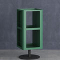 Carbon Steel Frame Rotating Side Table, Double-Layer End Table with Storage, Modern Couch Table with Rounded Design, Creative Magazine Rack for Small Spaces(Green)