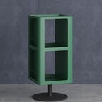 Carbon Steel Frame Rotating Side Table, Double-Layer End Table with Storage, Modern Couch Table with Rounded Design, Creative Magazine Rack for Small Spaces(Green)