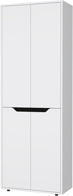 White Kitchen Pantry with Double Doors - 5-Tier Storage Shelves - Modular Design