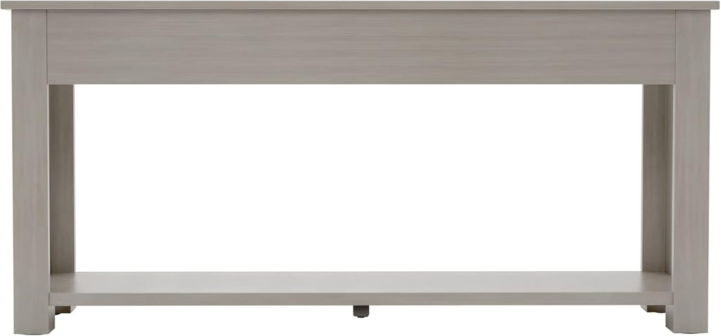 Knocbel Console Table with 4 Storage Drawers and Bottom Shelf, Rustic Distressed Sofa Table for Entryway Hallway Living Room, 63" W x 14" D x 30" H, Gray Wash Color