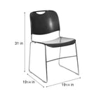 OEF Furnishings OEF8510/4 Ultra-Compact Plastic Sled Base Stack Chair (Simple Black, 4-Pack)