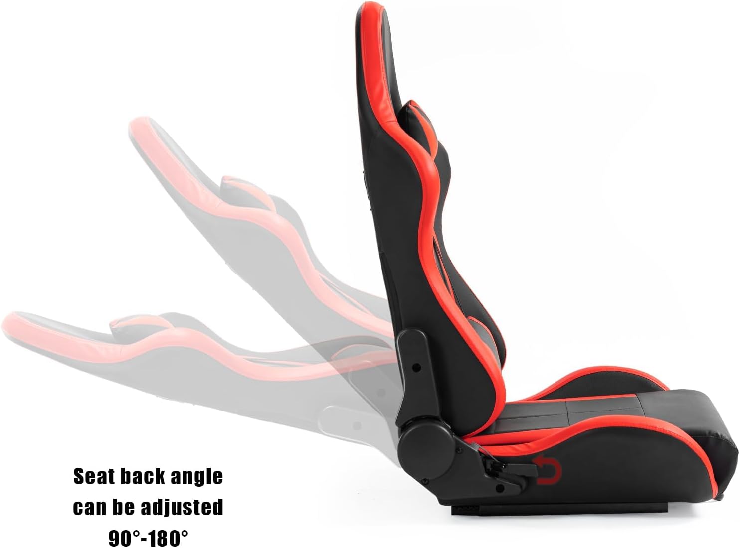 Marada Racing Seat with Double Lock Slip for Racing Wheel Simulator Stand Cockpit, Adjustable Cloth Red with Installed Parts