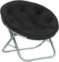 Urban Lifestyle Faux Fur Saucer Chair, Foldable Cozy Accent Chair for Kids, Teens & Adults, Gaming Chair Dorm Chair Bedroom Chair, Metal Frame, Black Faux Fur Seat