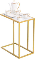 End Table,C Shaped Side Table for Couch,Sofa Table with Metal Frame,Overbed Table for Coffee Drink Snack,Couch Tray Table for Small Spaces,Living Room,Bedroom