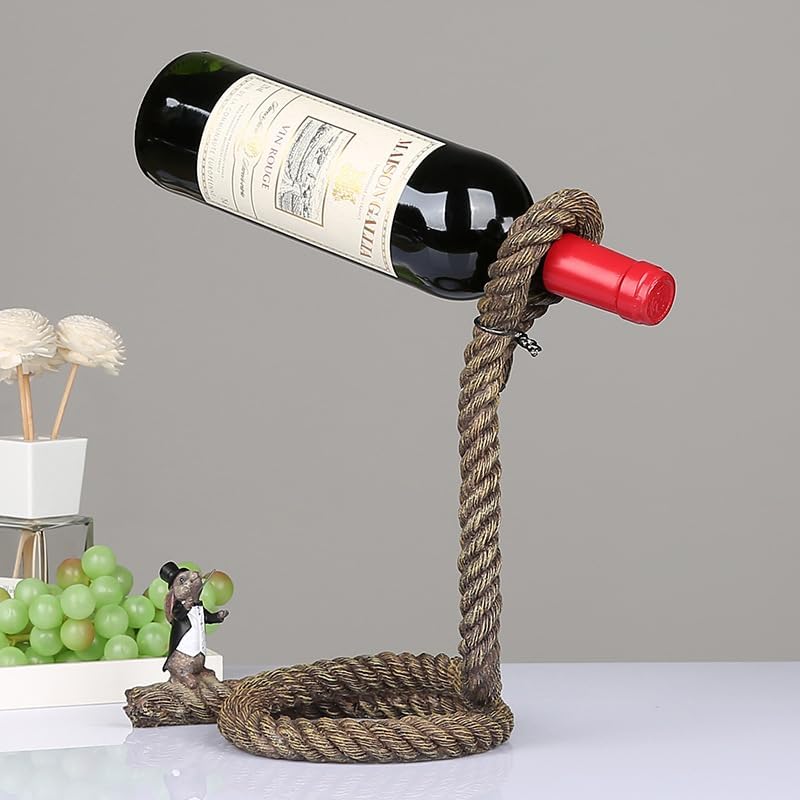 Festive Floating Wine Bottle Display - Enchanted Rabbit Conductor Rack with Levitating Magic, Christmas Home Decor for Fantasy Lovers & Imaginative Gift
