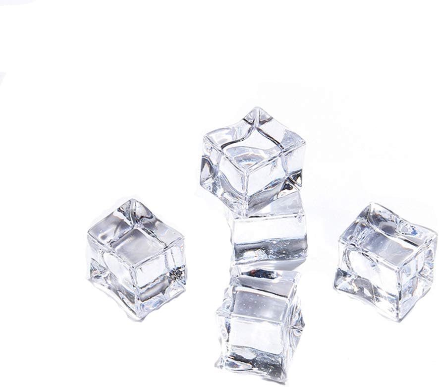 50 Pcs 20mm Clear Fake Ice Acrylic Decorative Ice Cubes Display for Home Decoration Wedding Centerpiece Vase Fillers,Photography Props&Kitchen Decoration