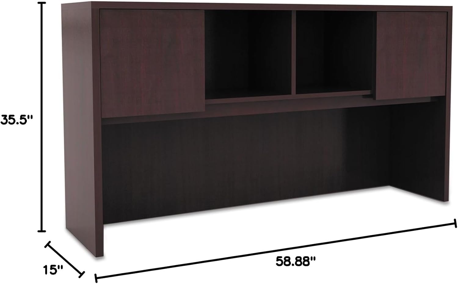 Alera alera Valencia Series Hutch with Doors, 4 compartments, 58.88w x 15d x 35.38h, Mahogany