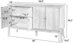 Saiveina Vintage Sideboard Buffet Cabinet, 56.8" W X 18" D X 34.2" H, 4-Door Storage Cabinet with Metal Handles, MDF & Acacia Veneer, Brown Finish for Dining Room or Living Room