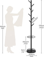 YATINEY Coat Rack Freestanding with Umbrella Holder, Coat Rack Stand with 8 Hooks, Heavy Duty Coat Tree for Entryway, Modern Clothing Rack, Metal Coat Hanger Stand for Bedroom, Office, Black YM03BB