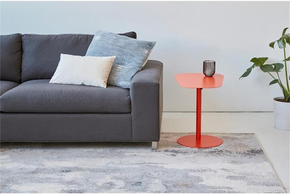 MAKLAINE Modern Metal End Table, 20 in H x 19.75 in W, Powder-Coated Steel, Vibrant Orange Finish, C-Shaped Space-Saving Design, Durable Compact Side Table for Living Room or Small Spaces