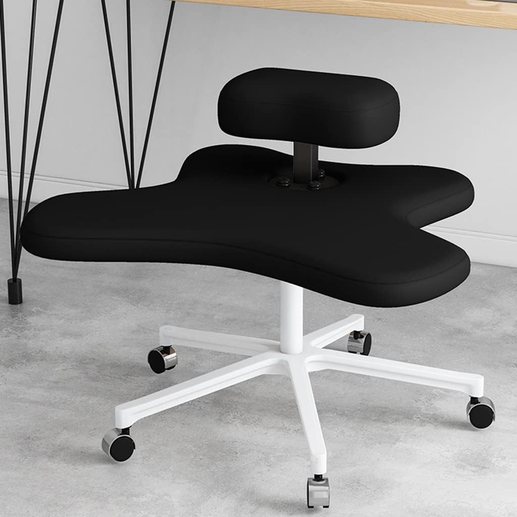 Ergonomic Kneeling Chair, with Caster Support Legs - Height Adjustable Stool for Posture Improvement, Ideal for Home Office Use,Black