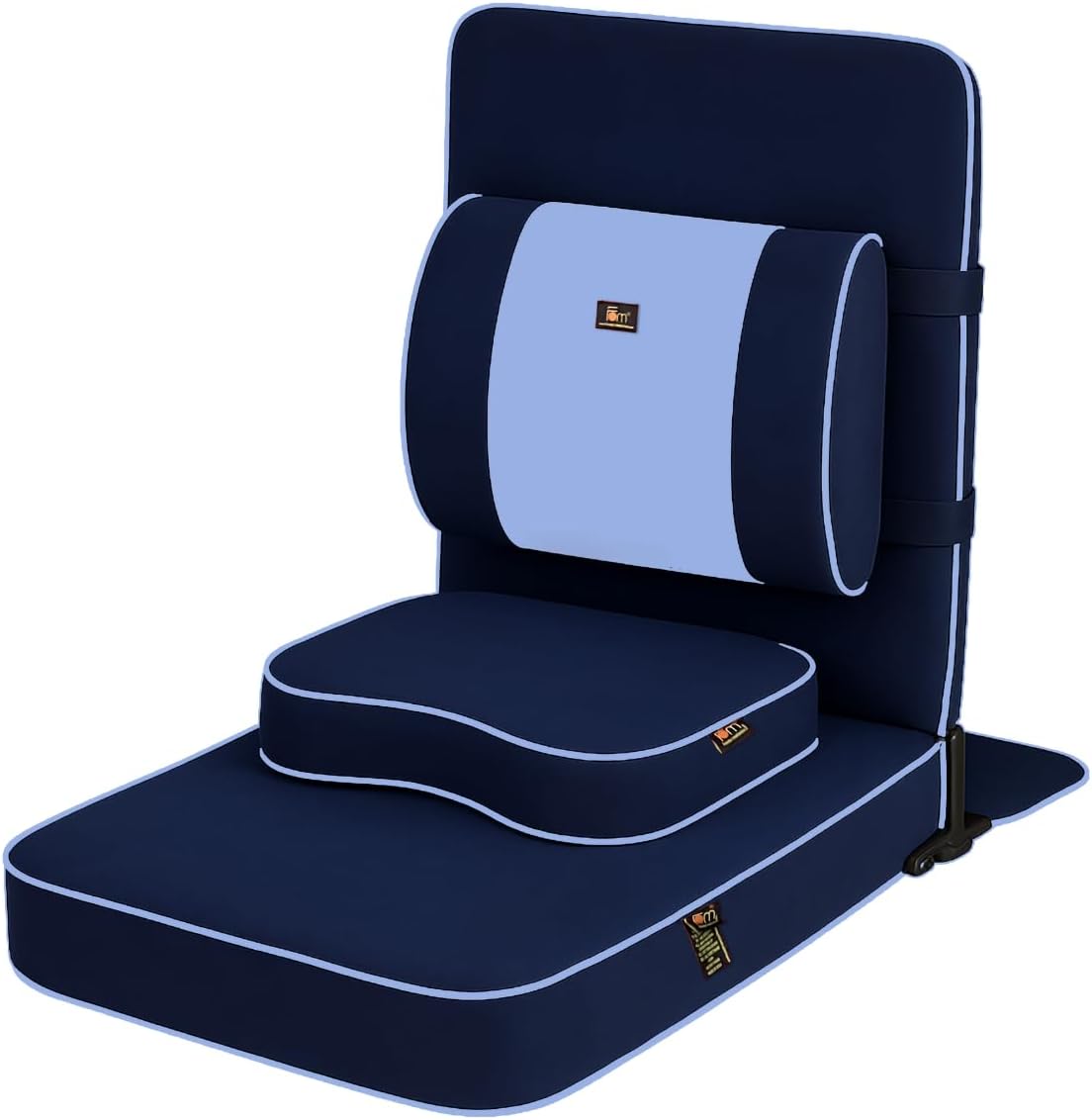 Friends Of Meditation Extra Large Meditation Chair | Floor Chair with Back Support | Yoga Chairs for Adults | Portable Folding Chair | Yoga Chair with Cushion & Meditation Block | Navy Blue | 24x22 in
