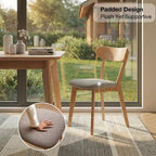 100% Solid Wood Dining Room Chairs - Practical Kitchen Chairs - Wood Chair for Dining Room, Kitchen (1, Natural Wood Grey Cushion)