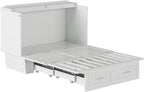 AFI, Nantucket Full Size Murphy Bed Chest with Mattress, Storage Drawer and Built-in USB Charger, White