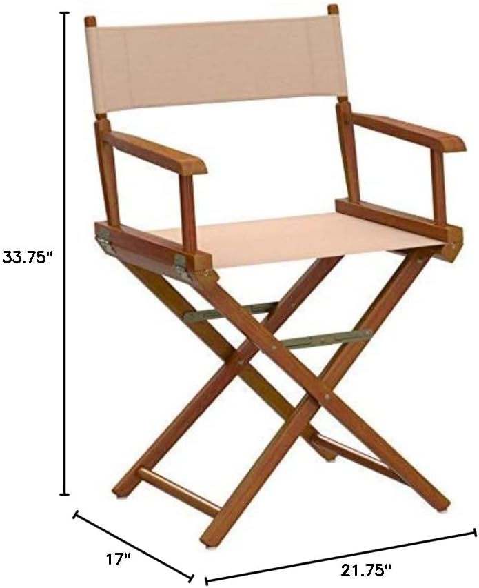 Casual Home Director's Chair ,Honey Oak Frame/Tan Canvas,18" - Classic Height