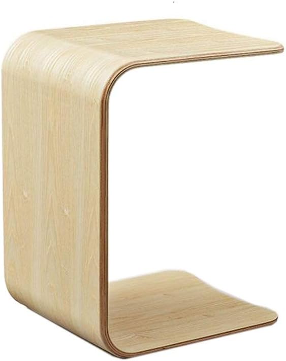 U-Shaped Side Table, Natural Edge End Table, Wood Side Table, Solid Wood End Table for Couch, C Shaped Mini Sofa Side Table for Small Narrow Spaces, Sofa Laptop Side Table, 3 Colors(Ash Wood)