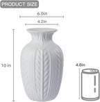 Lvases Matte White Ceramic Flower Vase, 10 Inch Unique Wheat Ear Textured Modern Large Vases for Trendy Home Decor Living Room Entryway Shelf Office Rustic Table Centerpiece (Matte White)