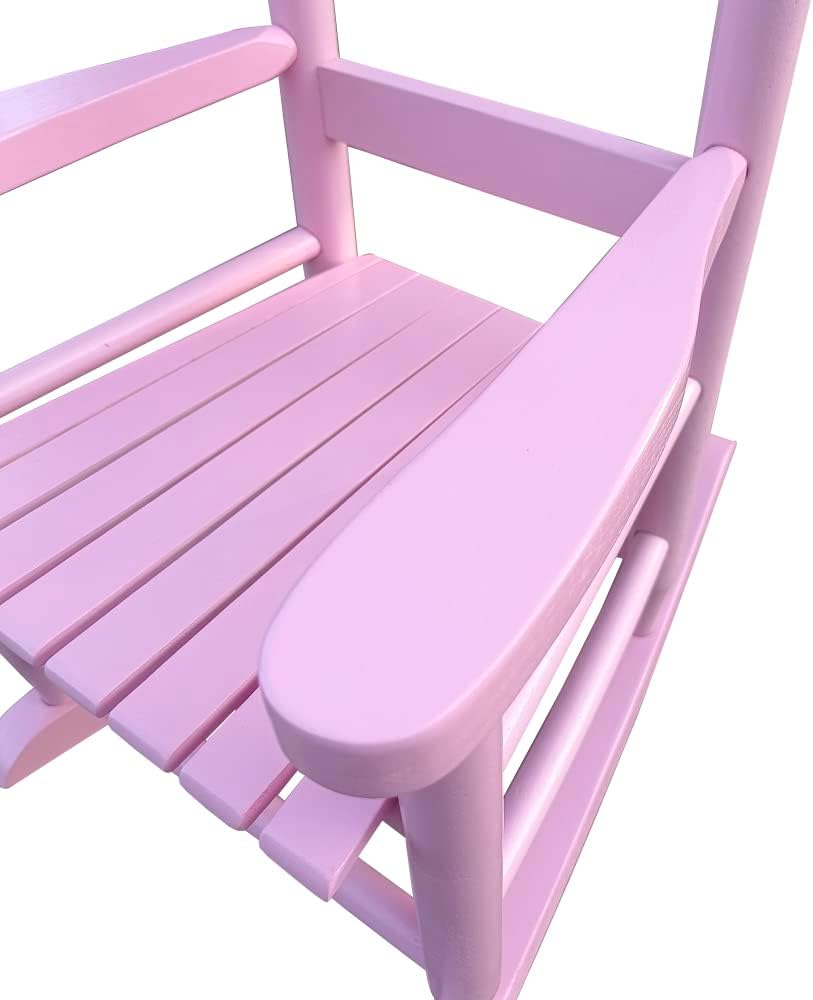 Children’s Rocking Chair Light Pink, Solid Hardwood, Indoor Outdoor Use - Durable Construction, Comfortable Design, Suitable for Kids