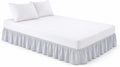 Full XL Ruffle Bed Skirt – 18 Inch Drop Dust Ruffle with Platform, Ultra Soft Microfiber, Wrinkle Fade Shrink Resistant, Easy Fit Hotel Quality Bedskirt Size (54X80) – Light Grey