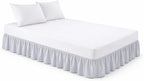 Full XL Ruffle Bed Skirt – 18 Inch Drop Dust Ruffle with Platform, Ultra Soft Microfiber, Wrinkle Fade Shrink Resistant, Easy Fit Hotel Quality Bedskirt Size (54X80) – Light Grey