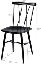 COSTWAY Dining Chair Set of 4, Farmhouse Windsor Chairs Dining Room Chairs with Spindle Back and Sturdy Metal Construction, Kitchen Side Chair for Living Room Restaurant, Black (Height 17'')
