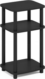 Furinno JUST Side Table, 3-Tier Turn-N-Tube End Table with Open Shelf, Round Curve Corner Night Stand, Bedside Table, Easy Assembly, for Living Room, Bedroom, Americano