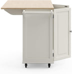 Homestyles Dolly Madison Off-White Mobile Kitchen Island Cart with Wood Drop Leaf Breakfast Bar
