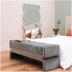 Modern Bedside Stool Bedroom Bench Simple Special-Shaped Living Room Long Home Shoe Changing Entryway(Gris,Medium)