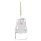 Kids Beach Chair with Umbrella Cute Cartoon Animal Print Foldable Portable Baby Camping Chair for Outdoor Activities (Rabbit)