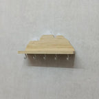 Wooden Mountain Key Holder with Shelf, Rustic Wall Mounted Key Rack, Decorative Entryway Organizer with 5 Hooks, Natural Wood Home Decor for Entryway Bedroom Kitchen