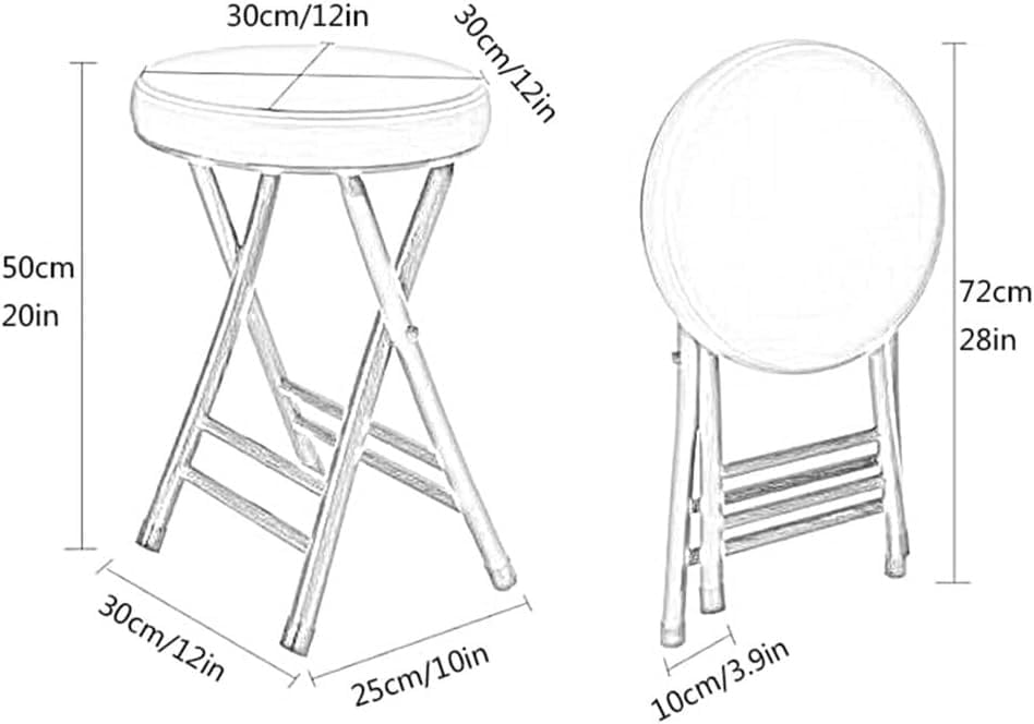 Portable Folding Bar Stool 20in Backless Chair Round Padded Breakfast Barstool for Living Room Bedroom