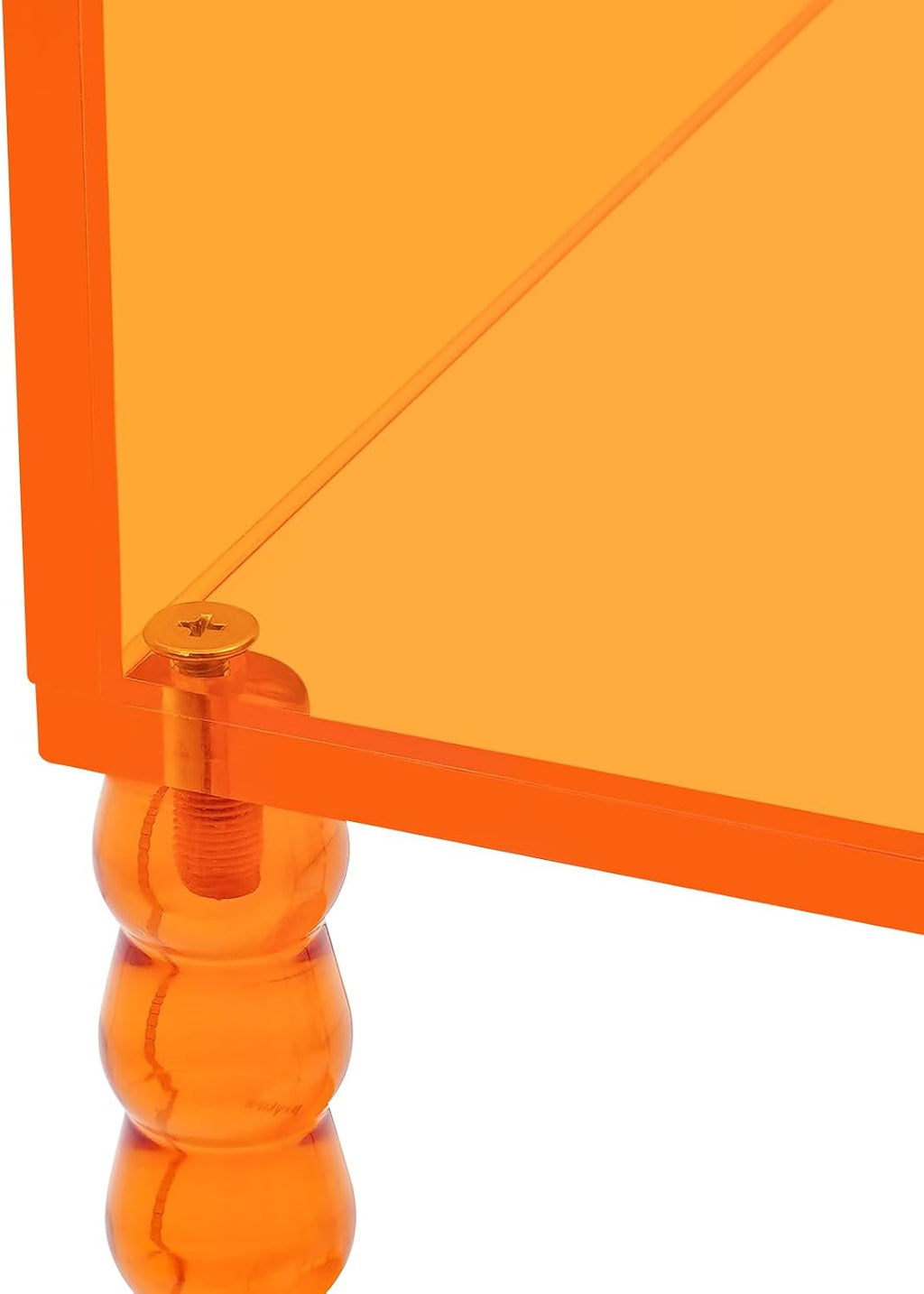 Acrylic Side Table, End Table with Storage, Nightstand for Living Room Bedroom (Orange)