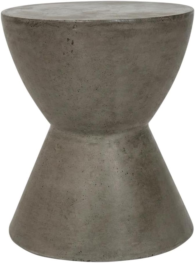 Starlight Canyon Home White Modern Concrete Round Accent Table, Indoor/Outdoor, 17.7-Inch Height, Durable, Versatile for Living Room, Patio