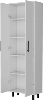 23.62" D*11.81" W*70.87H Freestanding Kitchen Pantry with 4 Shelves, Double Door, Rectangular Storage Cabinet, Modern Minimalis, for Living Room, Dining Room, White