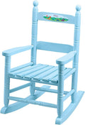 Fox Valley Traders Custom Childrens Rocking Chair, Features Classic Rocker Design and Hardwood Construction, Blue Finish with Dinosaurs Design