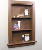 14x24 Aiden Recessed Wall Niche Medicine Cabinet Replacement, in The Wall Bathroom Cabinet Insert Shelf/Shelves, Made in North America, Real Wood, NO MDF, Plain, Milk Chocolate