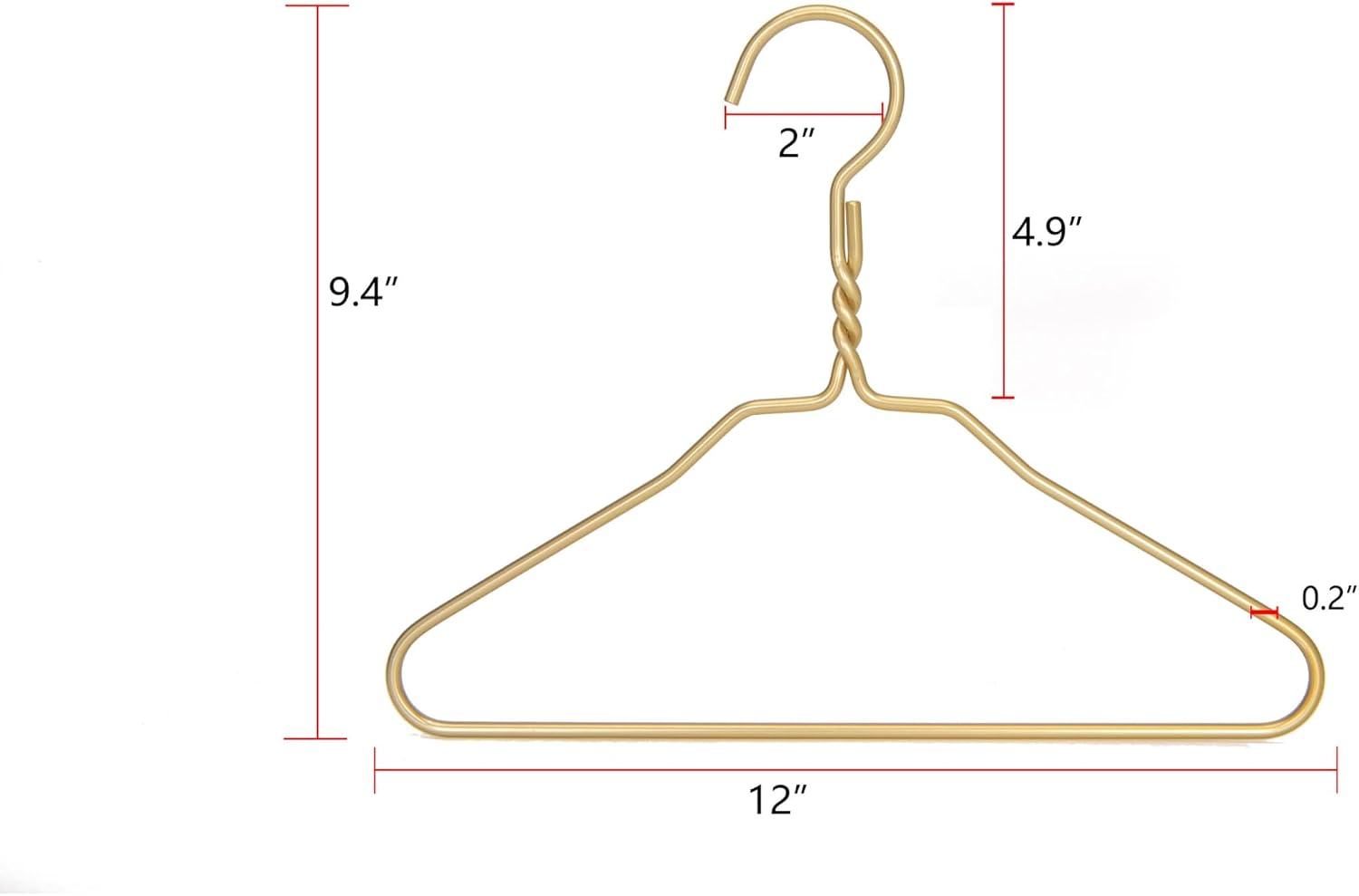 Beautiful Gold Aluminum Metal Suit Hangers Heavy Duty Coat Hangers (12" Kids/Toddlers Size - 100 Pack)