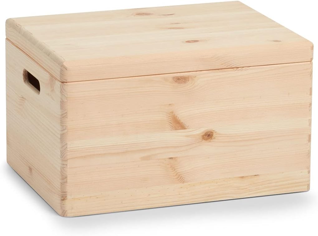 Zeller 13152 Boite multi-usage en bois de conifère avec couvercle, 40 x 30 x 24 cm