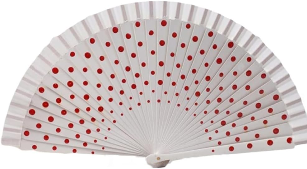 Flamenco Spanish Folding Fan Dots Pattern Handle Easy To Open and Close Hand Fan Vintage Decorative Fan Filming Props