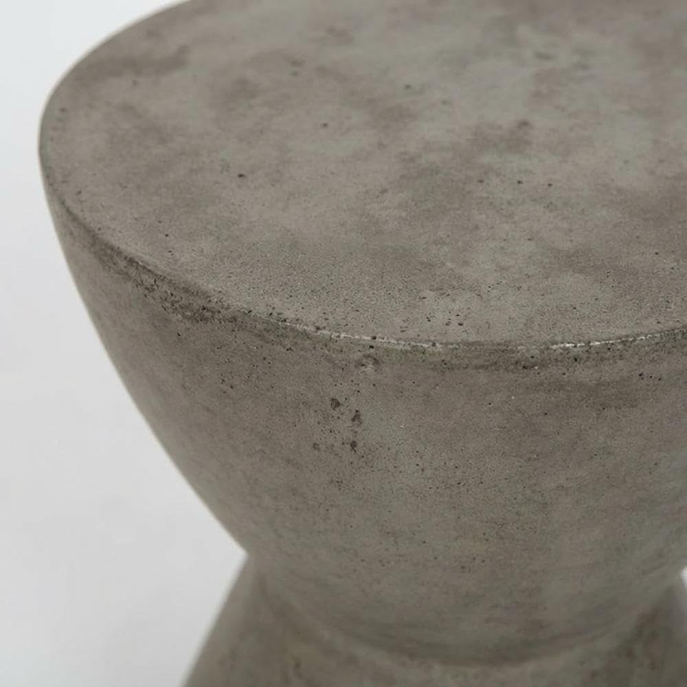 Starlight Canyon Home White Modern Concrete Round Accent Table, Indoor/Outdoor, 17.7-Inch Height, Durable, Versatile for Living Room, Patio