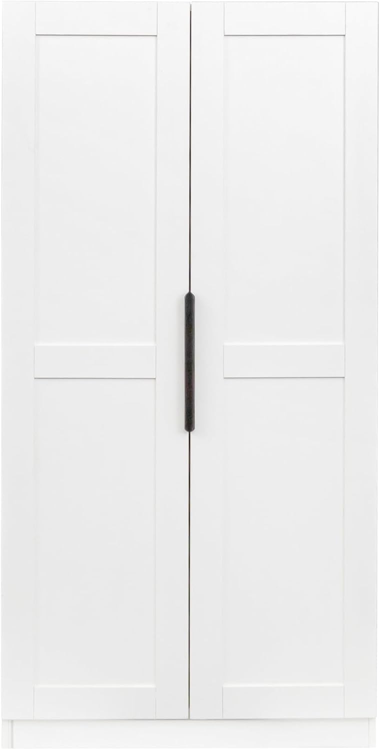 CIATRE 62.99" Kitchen Pantry Cabinet - Walnut Freestanding Storage Cabinet with Doors & Adjustable Shelves, Buffet Sideboard for Kitchen, Dining Room & Living Room (White)
