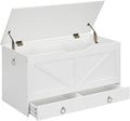 HOOBRO Storage Chest, 39.3" Toy Chest with Drawer, Wooden Storage Bench, Sturdy Entryway Bench Supports 220 lb, Shoe Bench, Safety Hinge, U-Shaped Opening, Easy Assembly, White WT710CW01G1