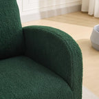 Green Upholstered Sherpa Rocking Chair for Nursery Bedroom, High Backrest Rocker Glider with Side Storage Pocket, Modern Accent Armchair for Living Room, Rubber Wood Legs