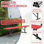 96" Metal Park Benches for Outside - Red Outdoor Benches Heavy Duty Garden Weatherproof Bench with Backrest, Buddy Bench for Schools,Commercial Benches for Shopping Mall, Store, Yard, Patio