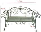 Patio Benches Iron Garden Lounge Chair with Double Backrest, Outdoor Patio Furniture for Courtyard(White)