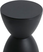 Small Plastic Drum Side Table Plastic Hourglass Modern End Table Round Outdoor Stool Side Table for Coffee Patio Indoor Home Bedroom, 11.81 * 16.93 in, Black