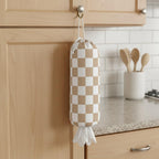 Plastic Bag Holder, Wall Mount Plastic Bag Organizer Dispenser Reusable Grocery Bag Organizer for Home Kitchen(Brown Checkered)